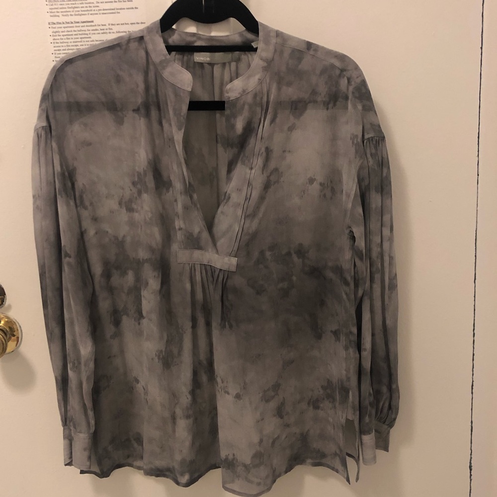 Vince Silk Grey Spacedye Blouse XS